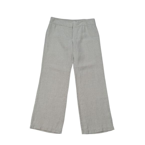 Eileen Fisher 100% Linen Trousers Straight Leg Relaxed Beige Tan Womens 12 Pants - Picture 1 of 4
